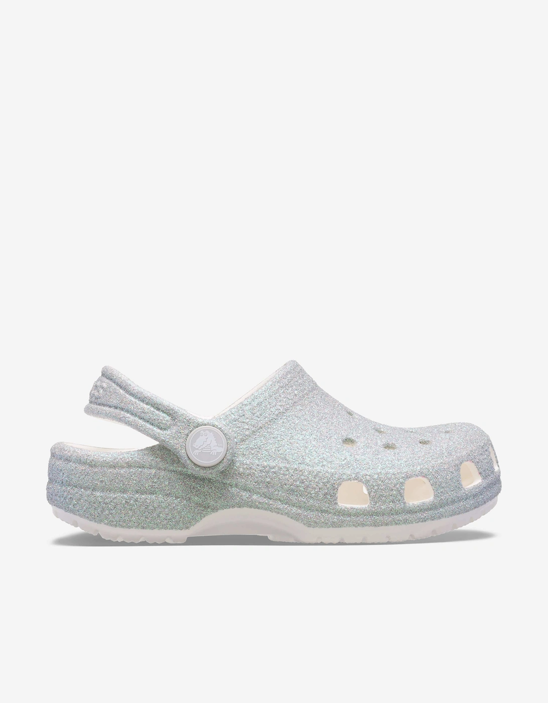 Girl's Crocs Girls Classic Iridescent Glitter Clog in White - Size: EU 25 - 26 uk 9 us 9