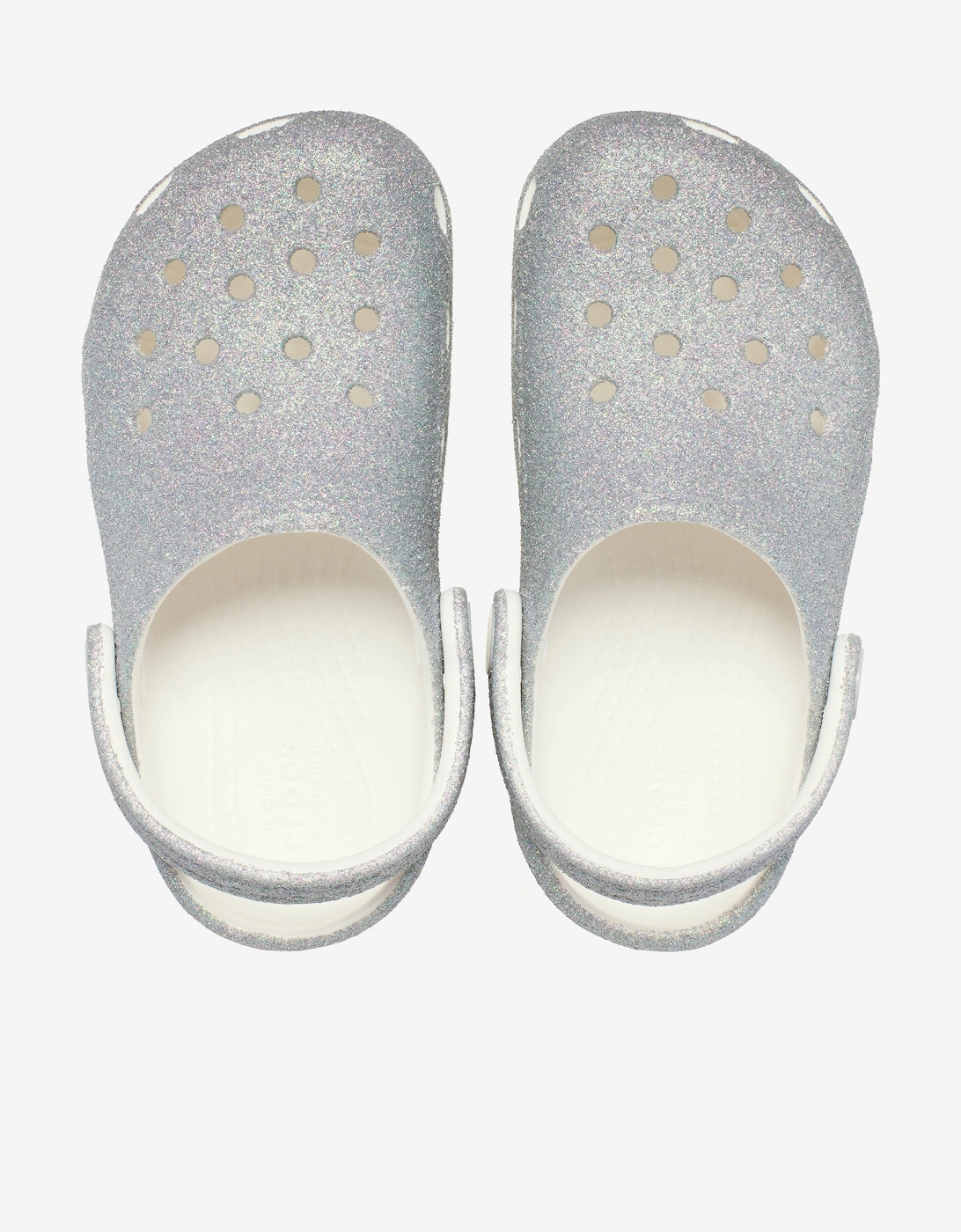 Girls Classic Iridescent Glitter Clog in White