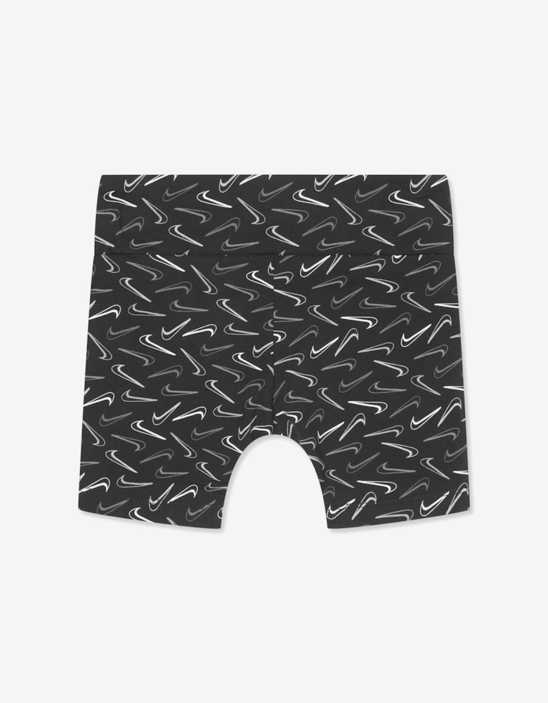 Girls Swoosh Logo Bike Shorts in Black