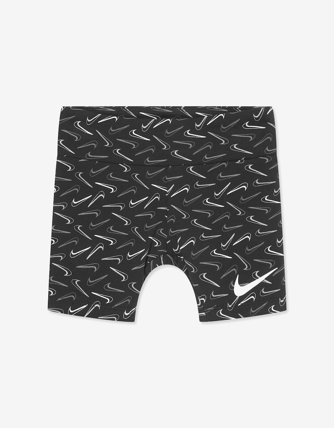 Girls Swoosh Logo Bike Shorts in Black, 5 of 4