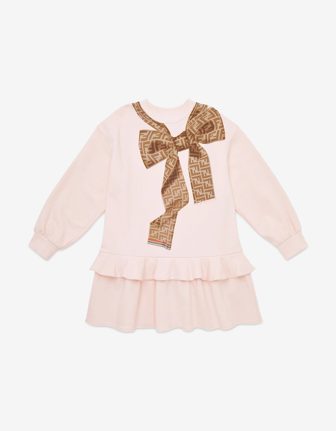 Girls Trompe l'oeil Bow Print Dress in Pink, 5 of 4