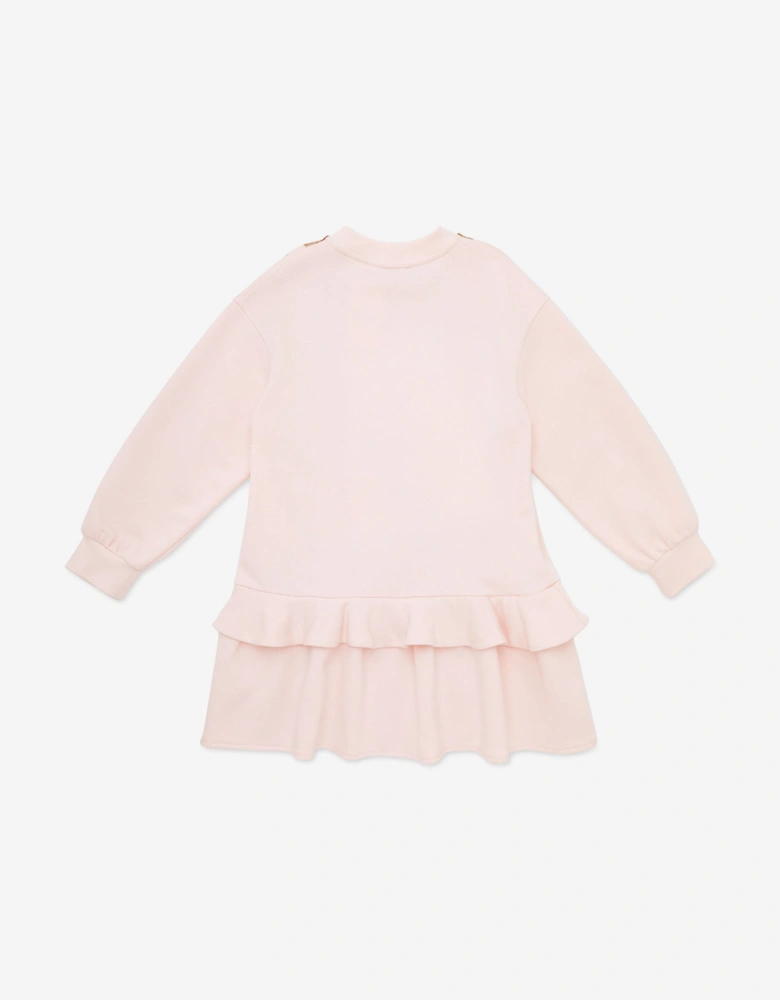 Girls Trompe l'oeil Bow Print Dress in Pink