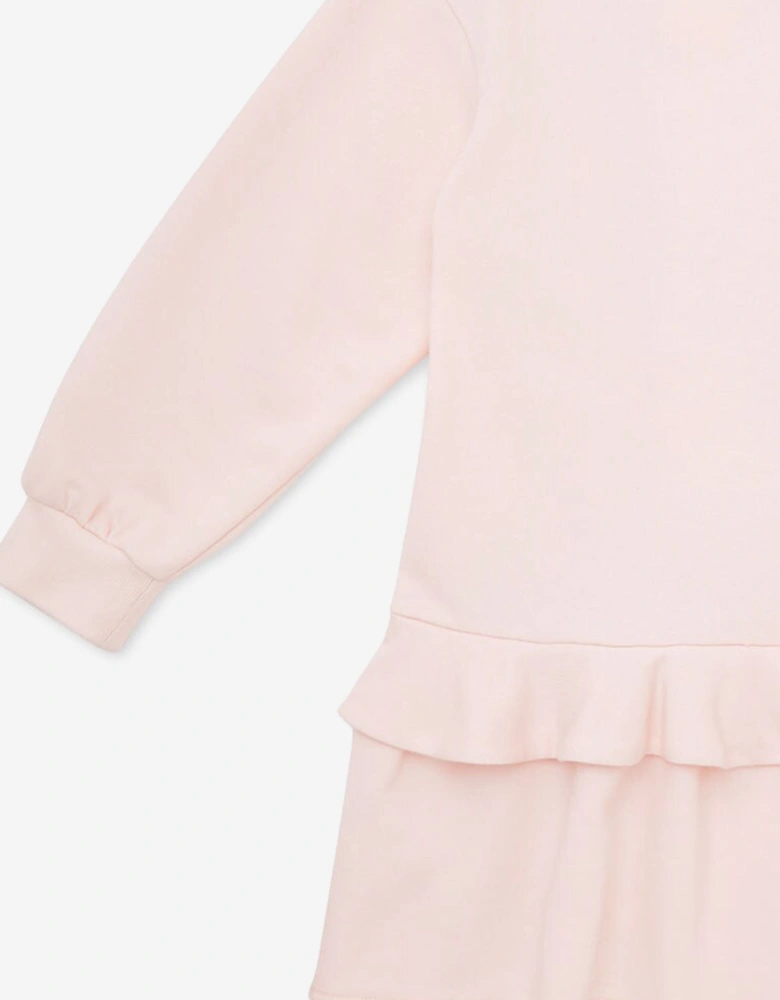 Girls Trompe l'oeil Bow Print Dress in Pink