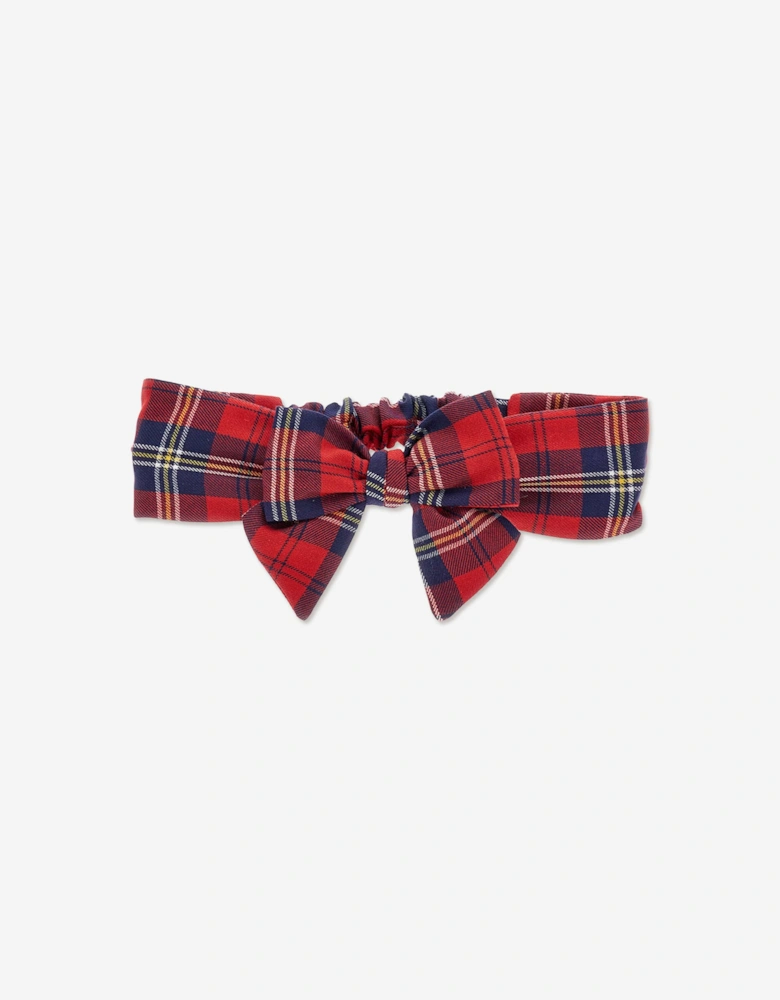 Baby Girls Tartan Bow Headband in Red