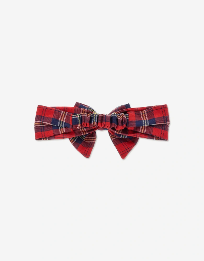 Baby Girls Tartan Bow Headband in Red