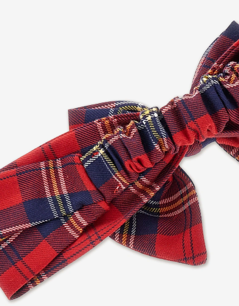 Baby Girls Tartan Bow Headband in Red