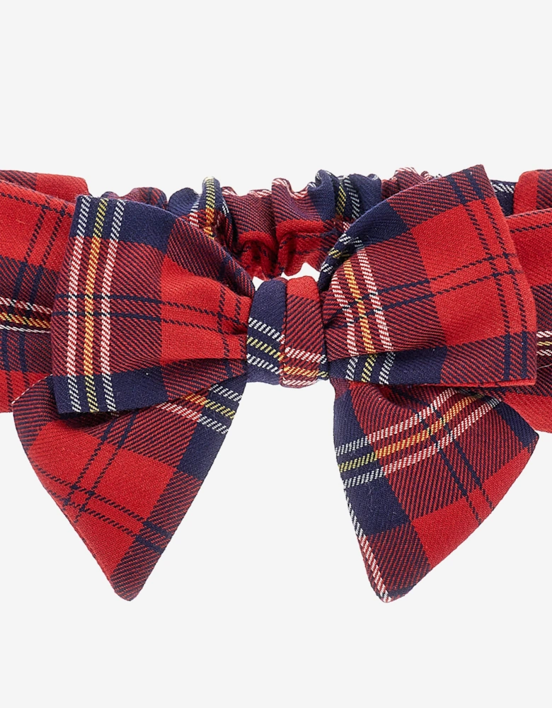 Baby Girls Tartan Bow Headband in Red