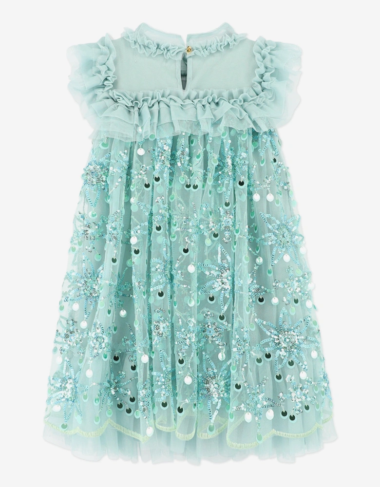 Angels Face Girls Dominique Flower Sequin Dress in Blue