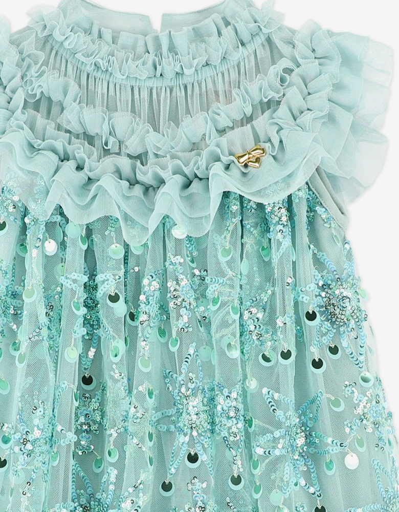 Angels Face Girls Dominique Flower Sequin Dress in Blue