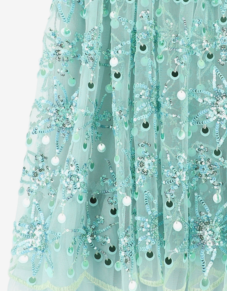 Angels Face Girls Dominique Flower Sequin Dress in Blue