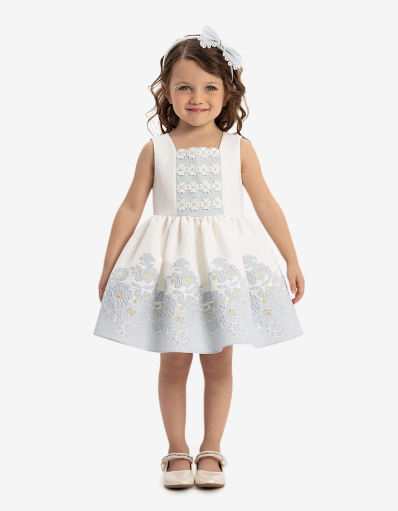 Baby Girls Dress with Bolero and Headband in Blue