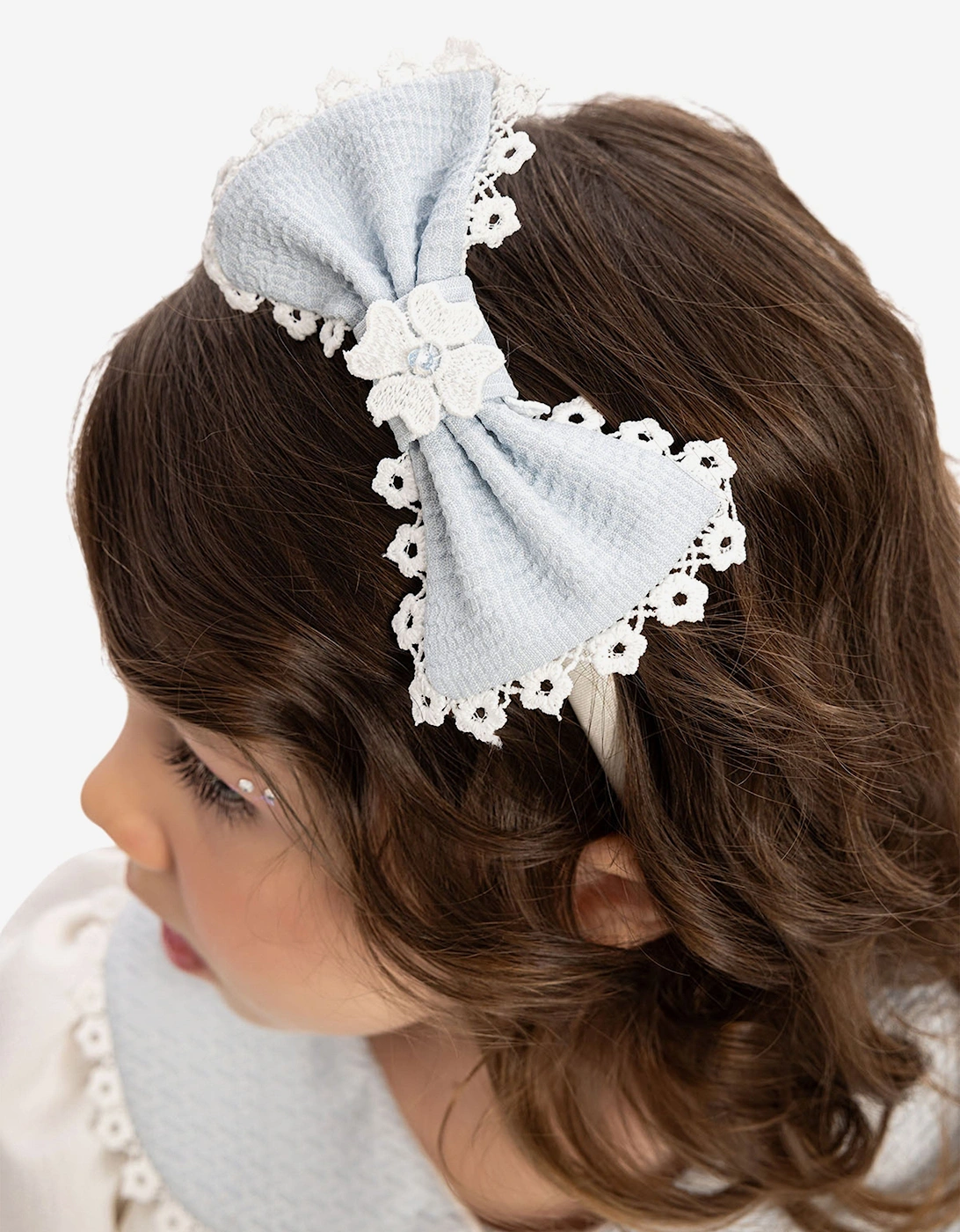 Baby Girls Dress with Bolero and Headband in Blue