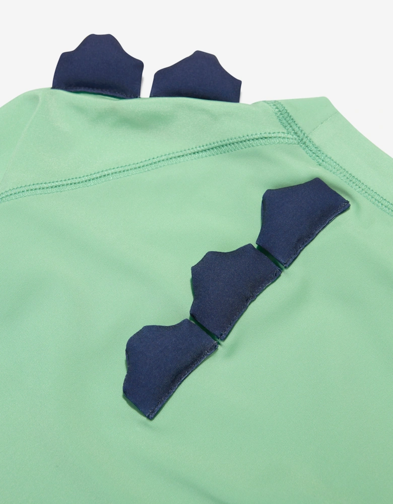 Boys Spike The Dinosaur Sun Protective Rash Vest in Green (UPF50+)