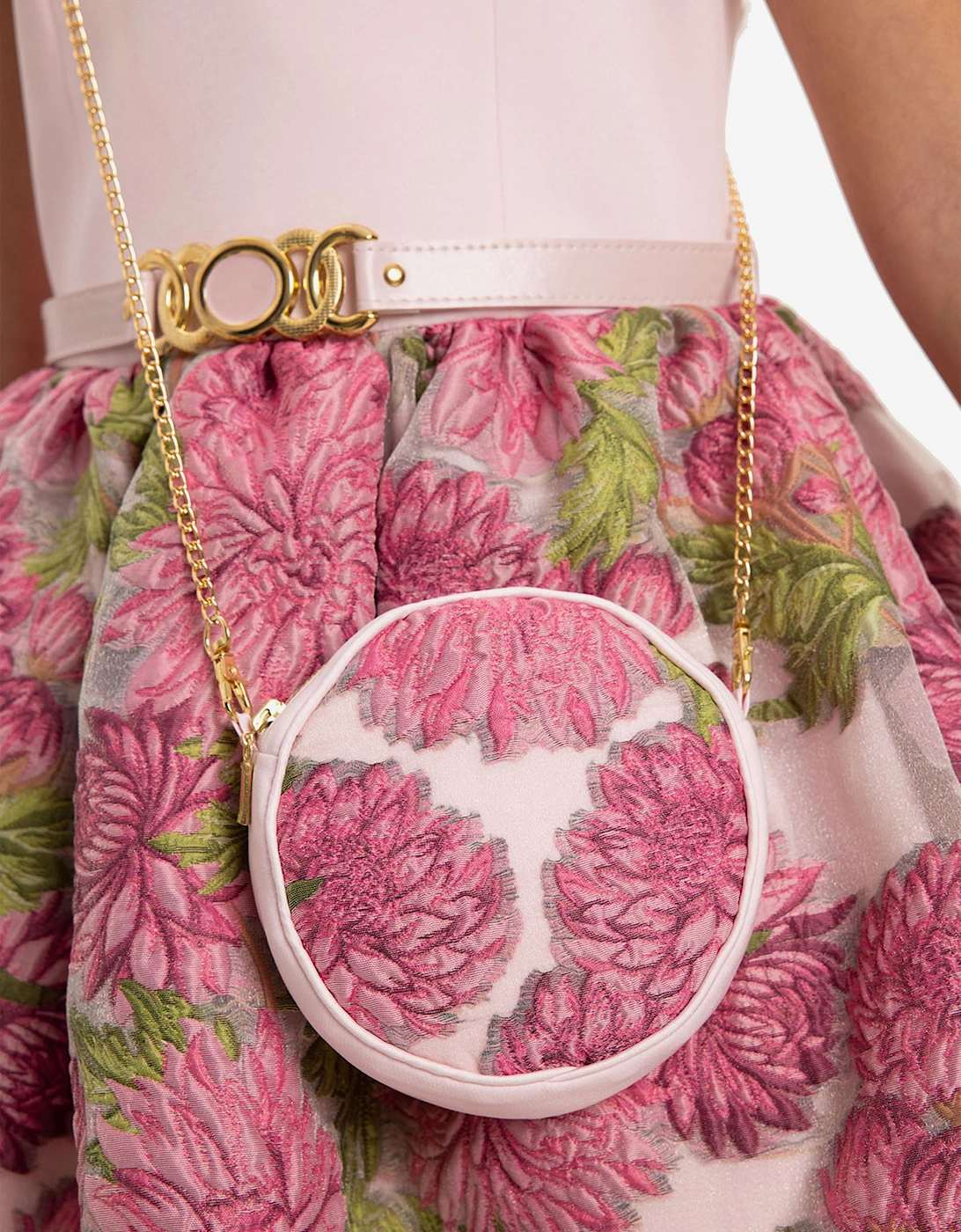 Girls Jacquard Dress with Bag in Pink