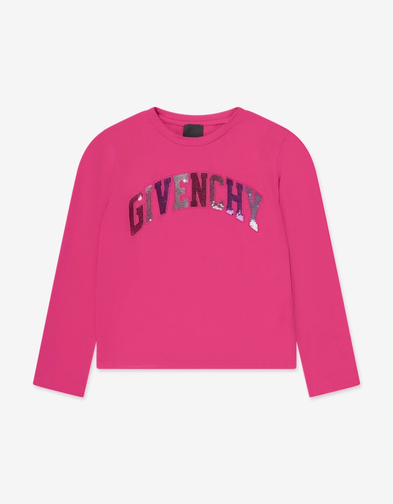Girls Long Sleeve Logo T-Shirt in Pink