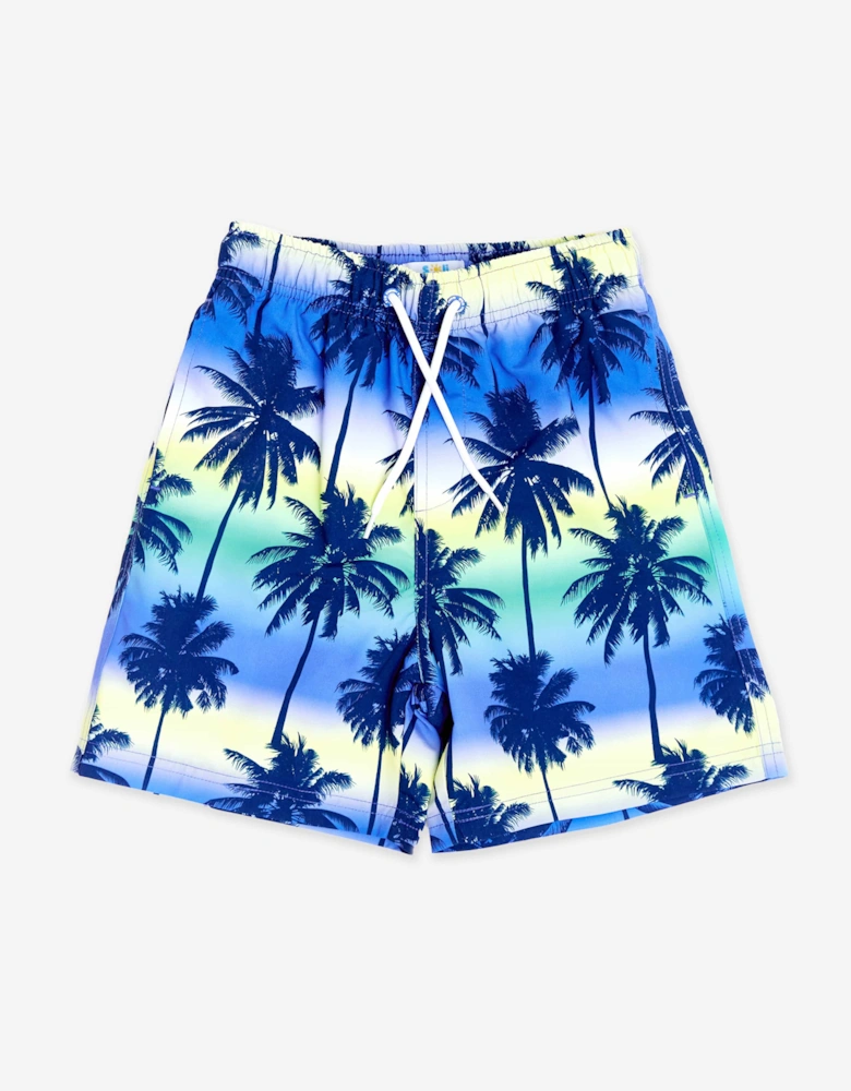 Boys Palm Tree Beach Shorts in Blue (UPF50+)