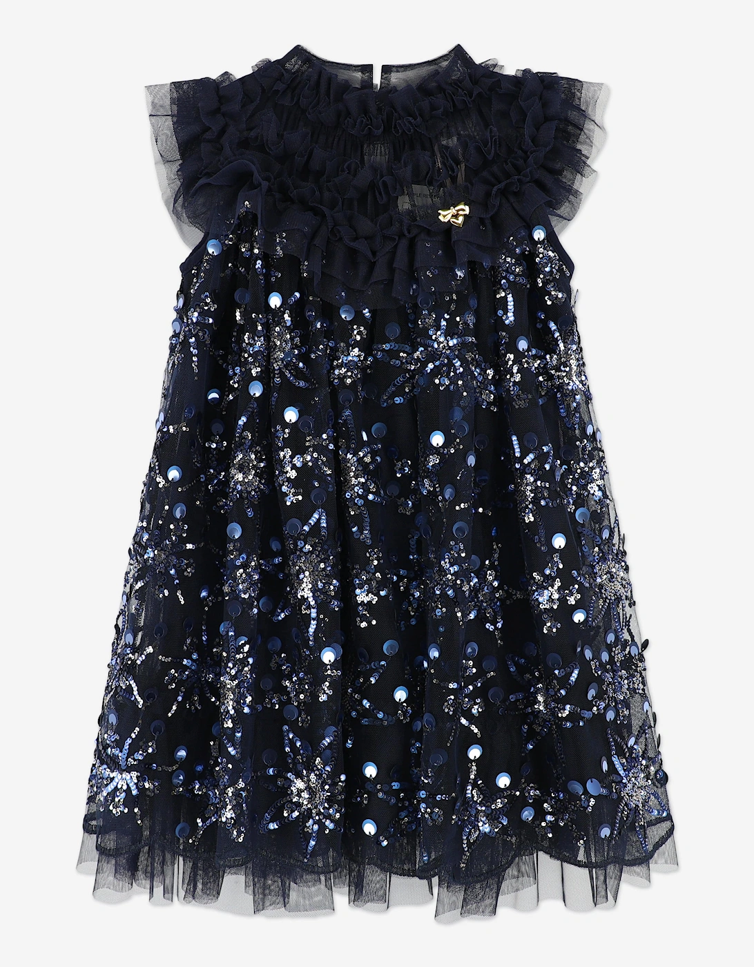 Angels Face Girls Dominique Flower Sequin Dress in Navy, 5 of 4