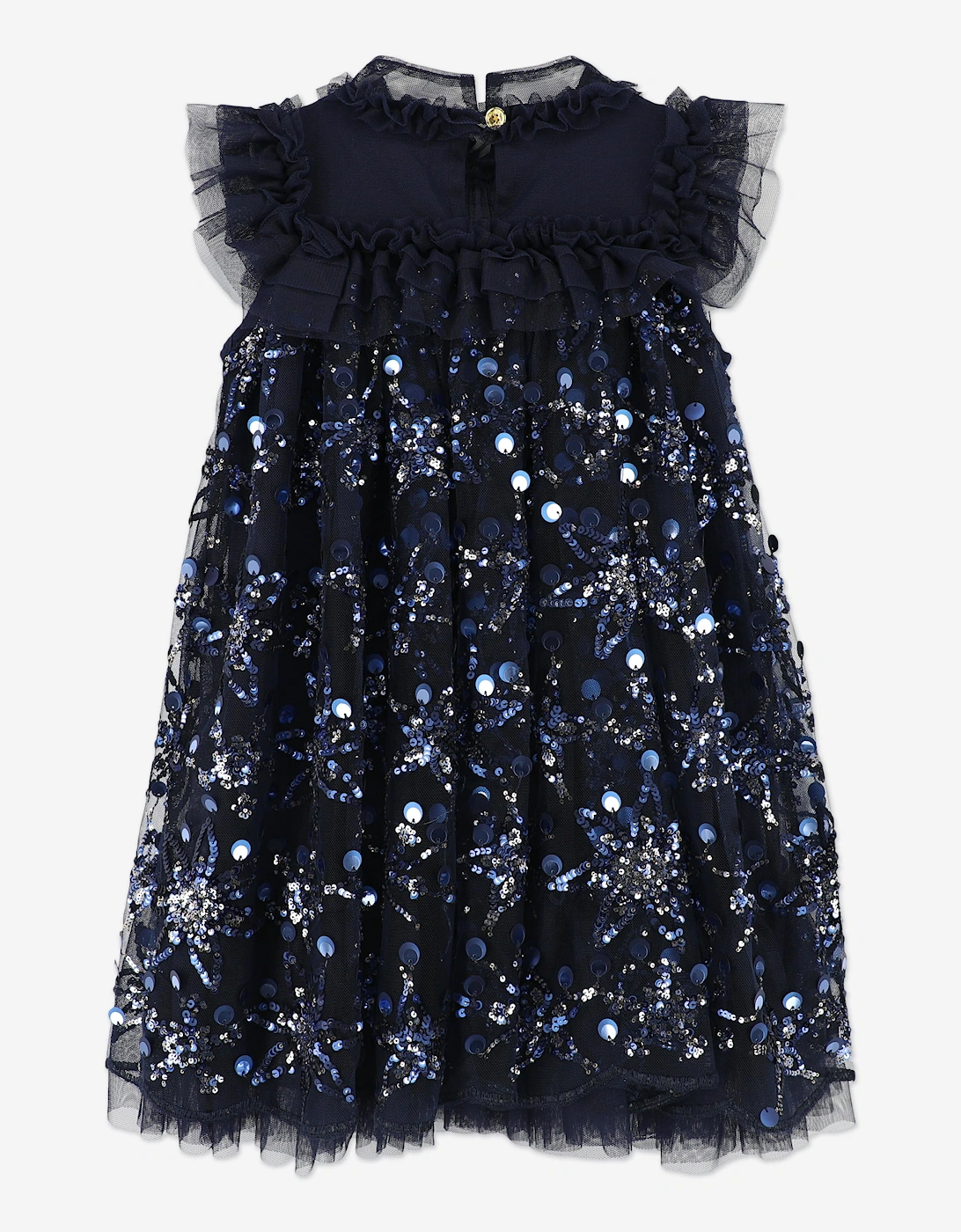 Angels Face Girls Dominique Flower Sequin Dress in Navy