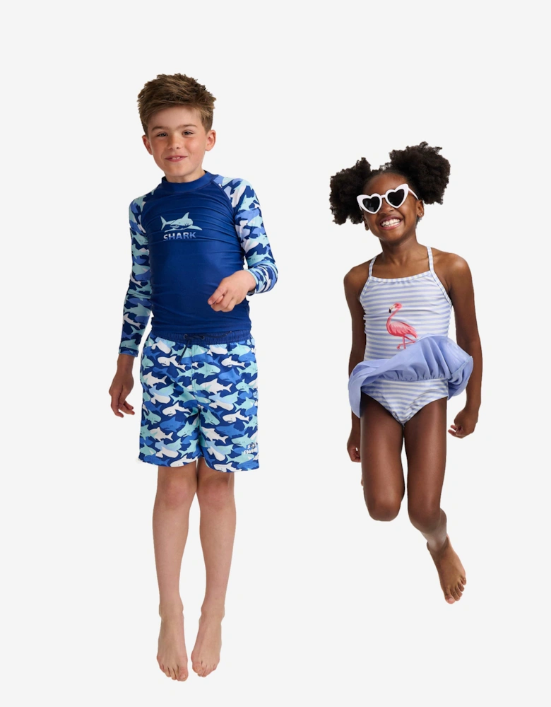 Boys Shark Swim Shorts (UPF50+) in Blue