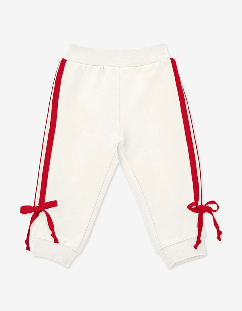Baby Girls Bow Joggers in Ivory