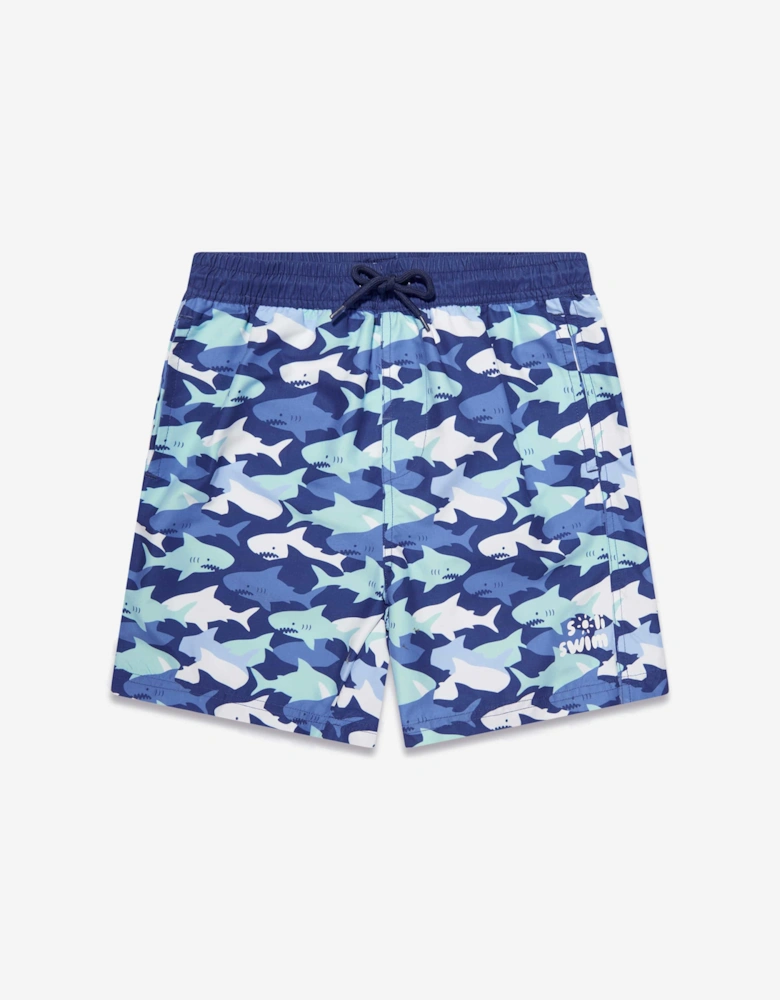 Boys Shark Swim Shorts (UPF50+) in Blue