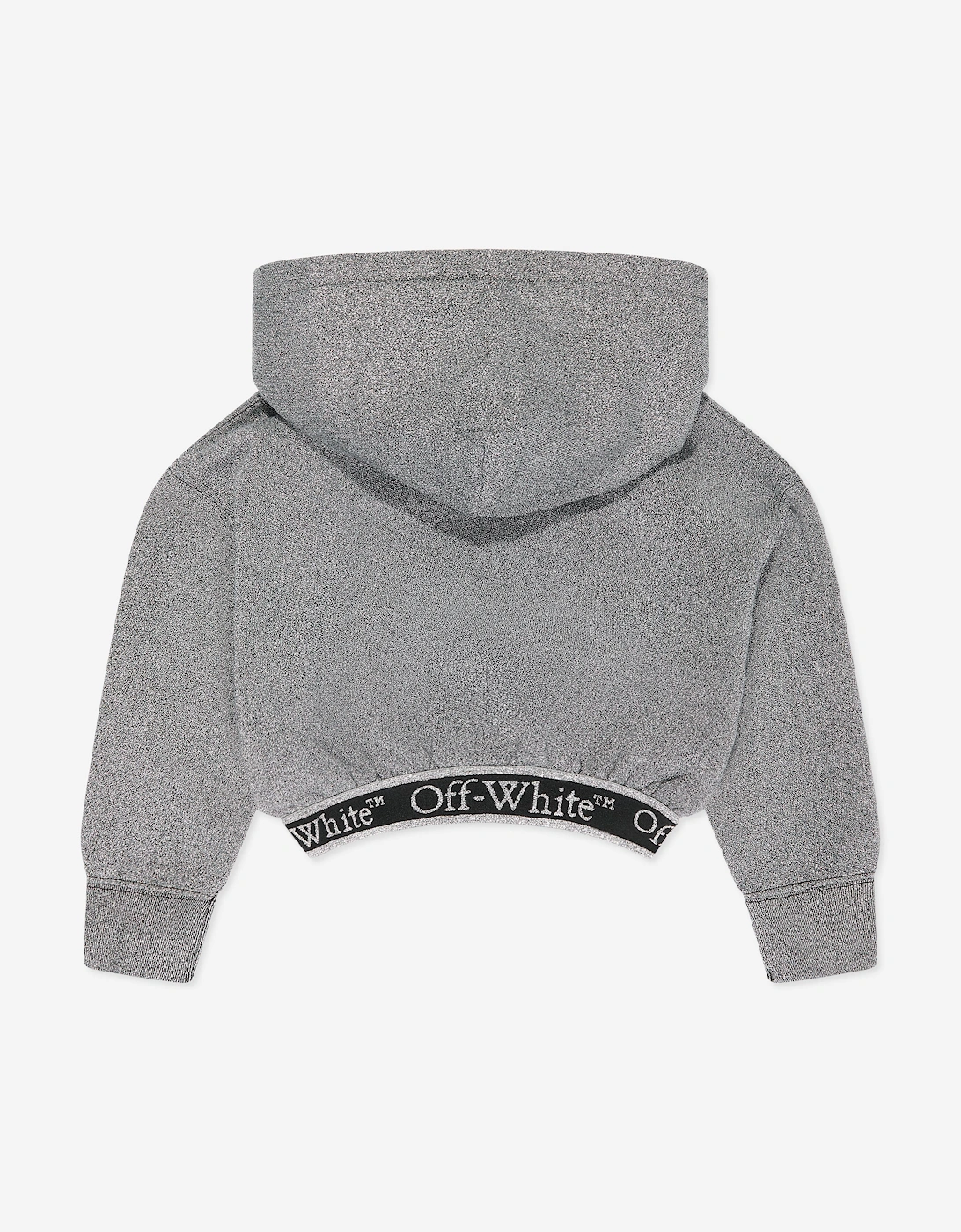 Girls Bookish Logo Band Cropped Hoodie in Grey