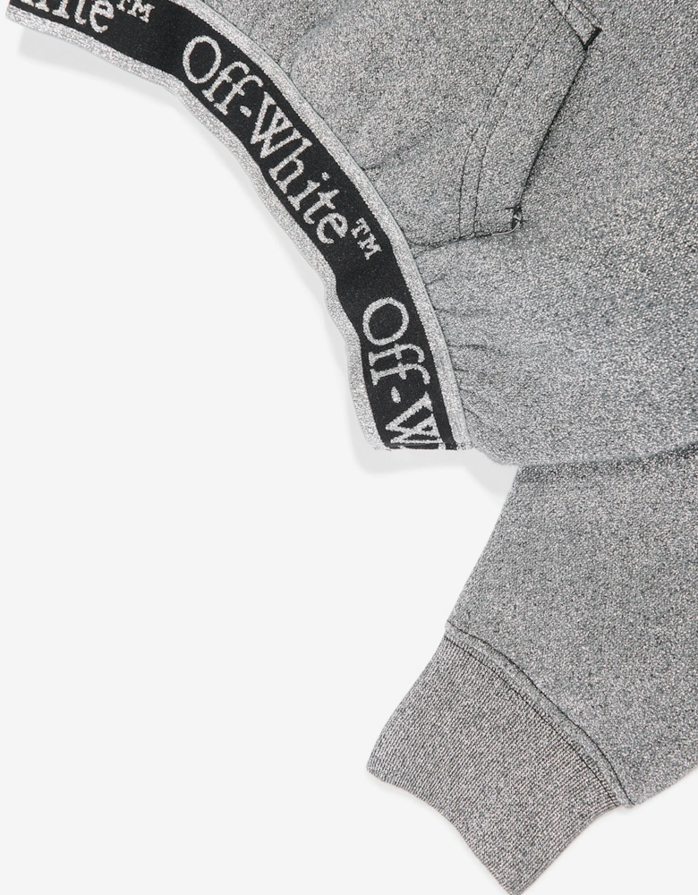 Girls Bookish Logo Band Cropped Hoodie in Grey