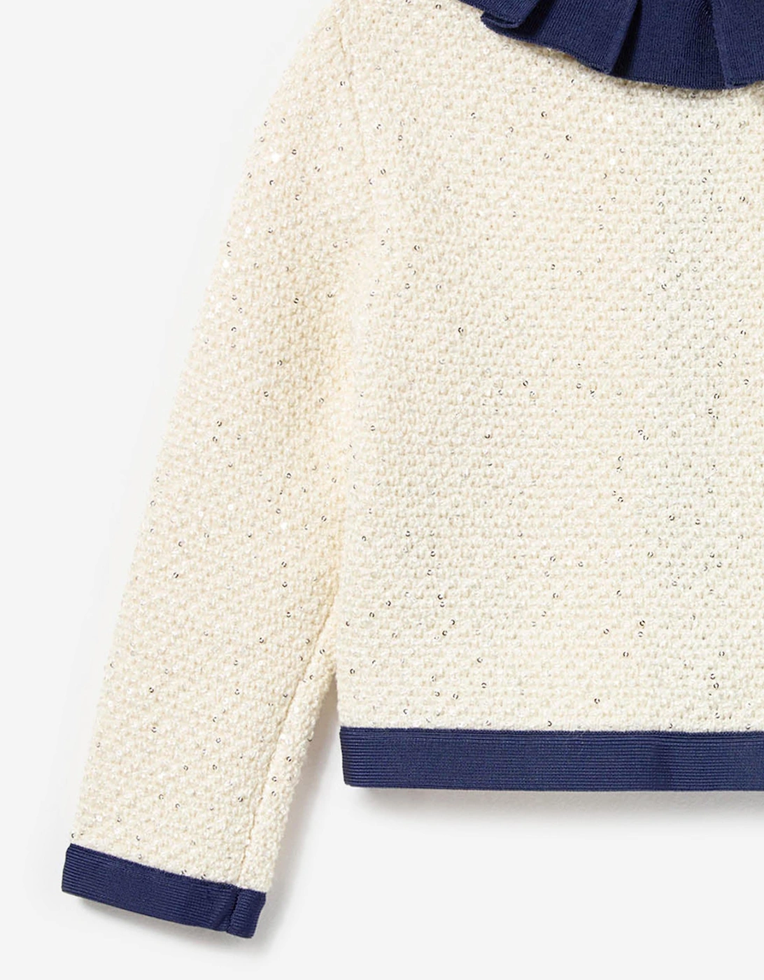 Girls Sequin Knit Cardigan in Ivory