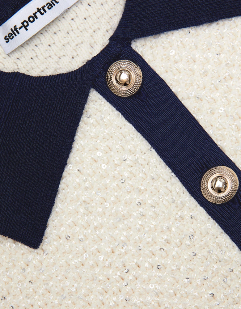 Girls Sequin Knit Cardigan in Ivory