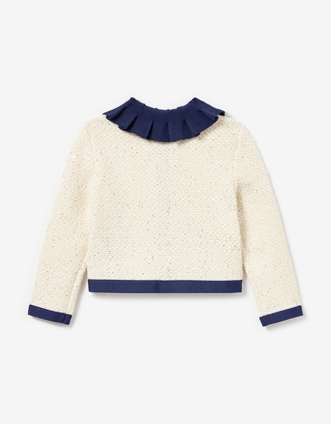 Girls Sequin Knit Cardigan in Ivory