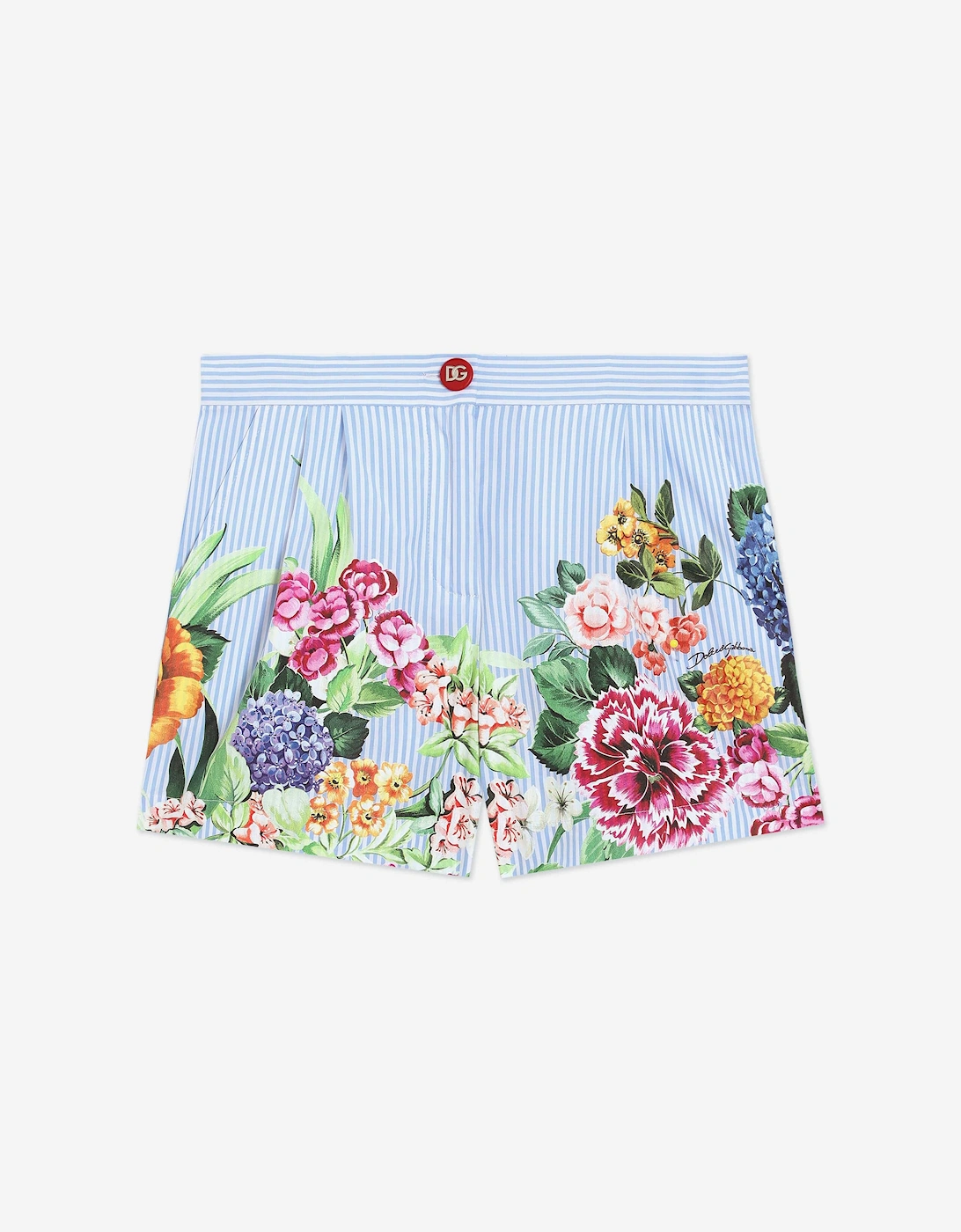 Girls Striped Floral Shorts in Multicolour, 5 of 4