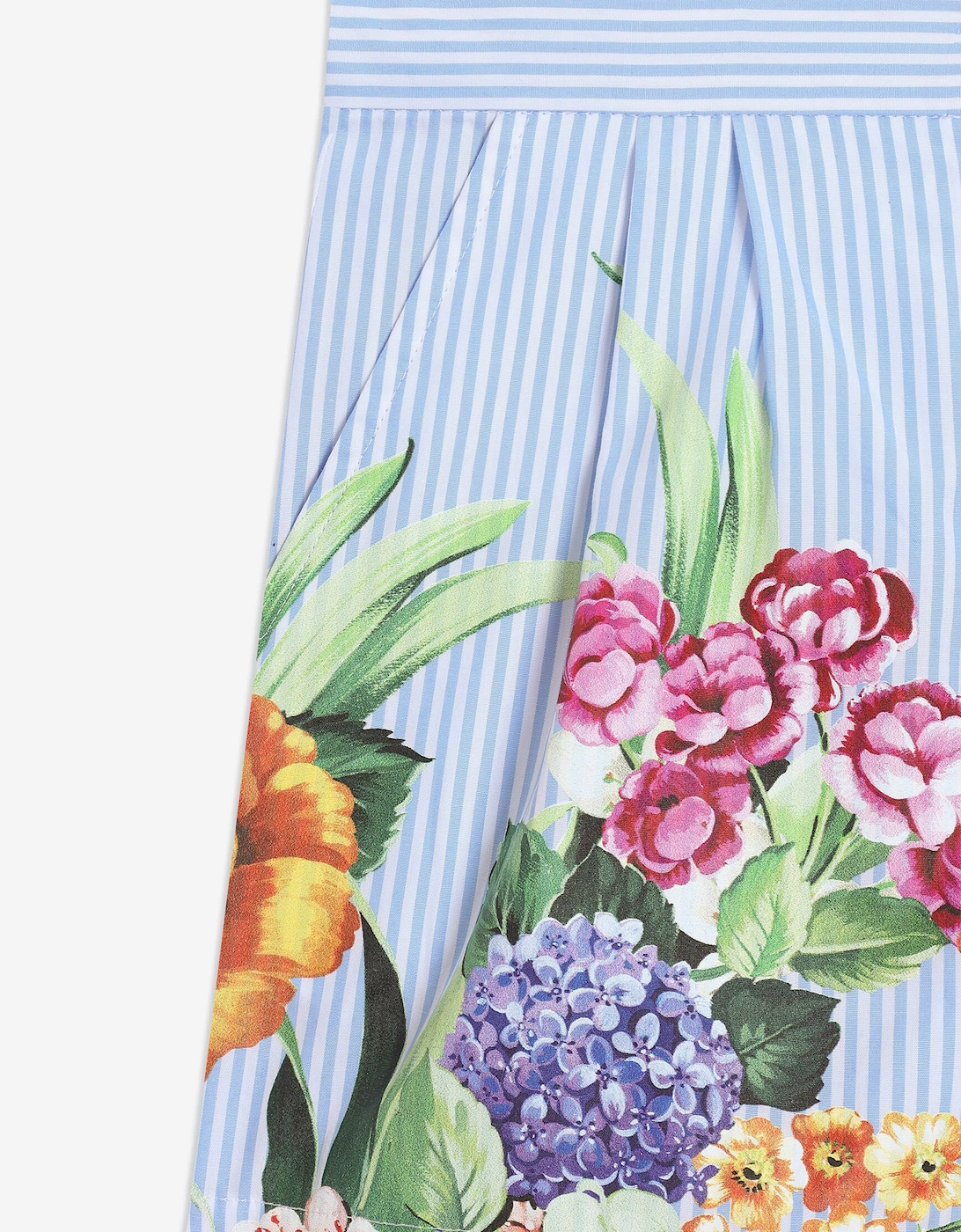 Girls Striped Floral Shorts in Multicolour