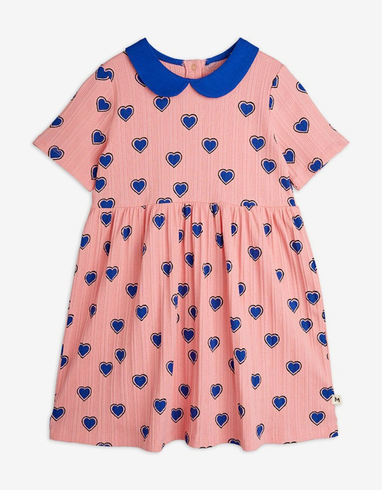 Girls Hearts AOP Dress in Pink