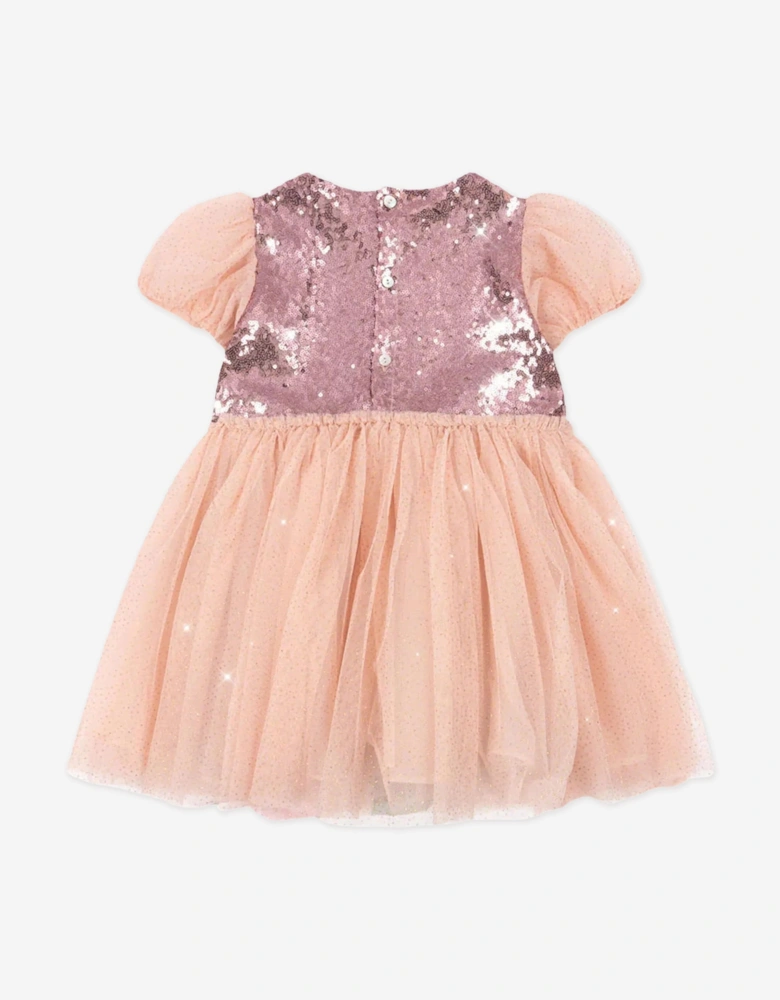 Girls Odette Rainbow Dress in Pink