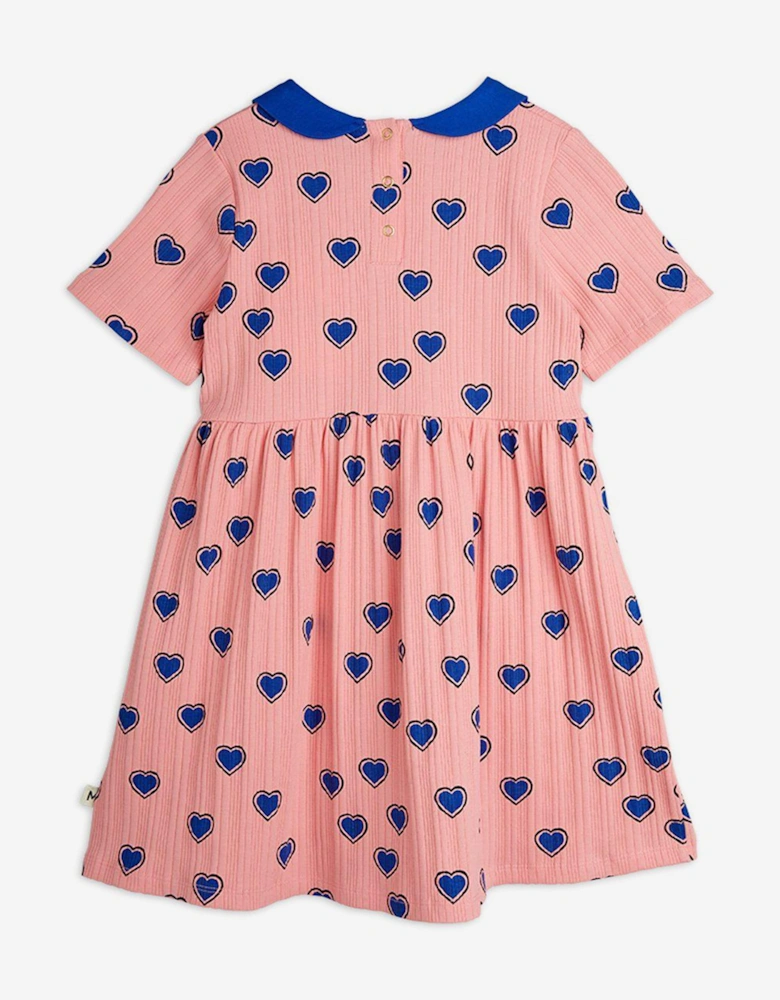 Girls Hearts AOP Dress in Pink