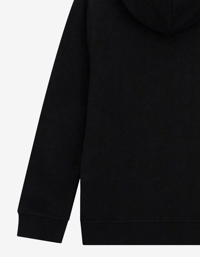 Boys Logo Print Hoodie in Black