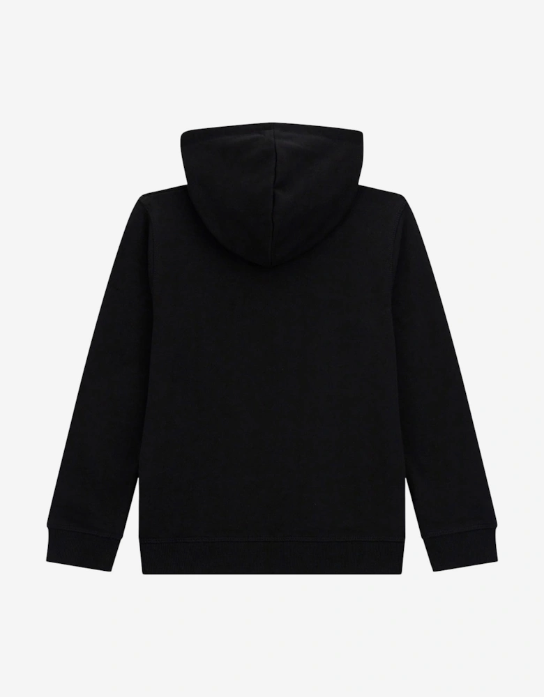Boys Logo Print Hoodie in Black