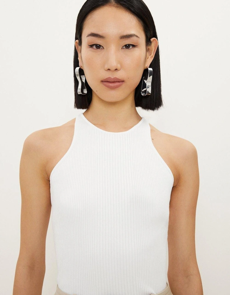 Viscose Blend Rib Knit Racer Vest
