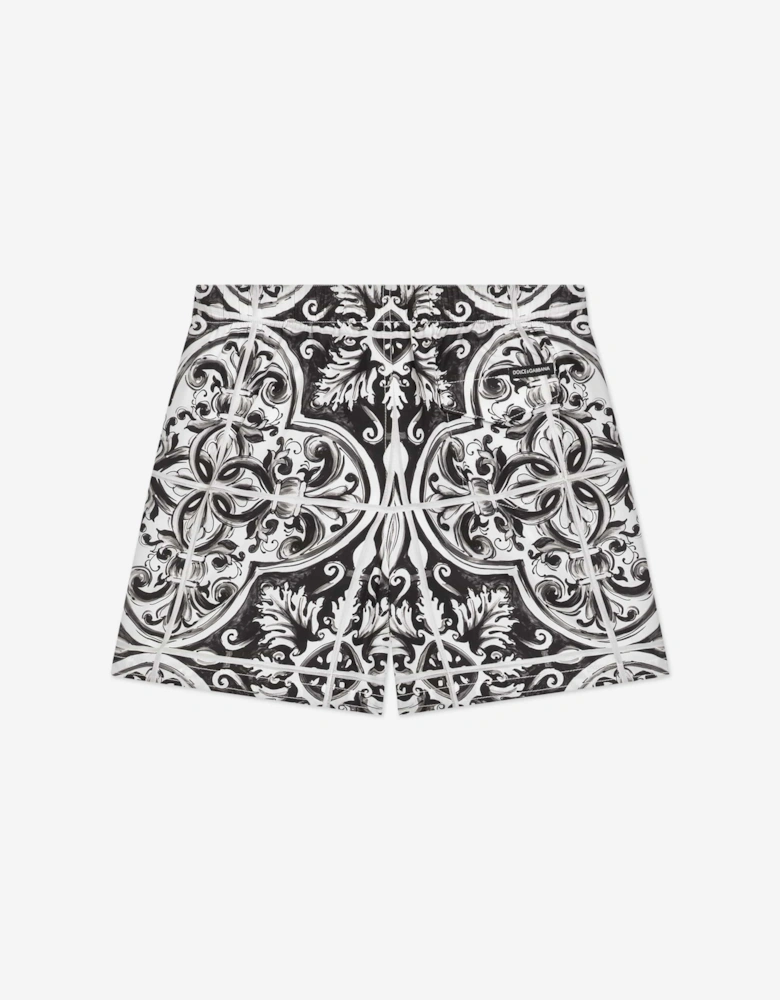 Boys Majolica Print Swim Shorts in Black
