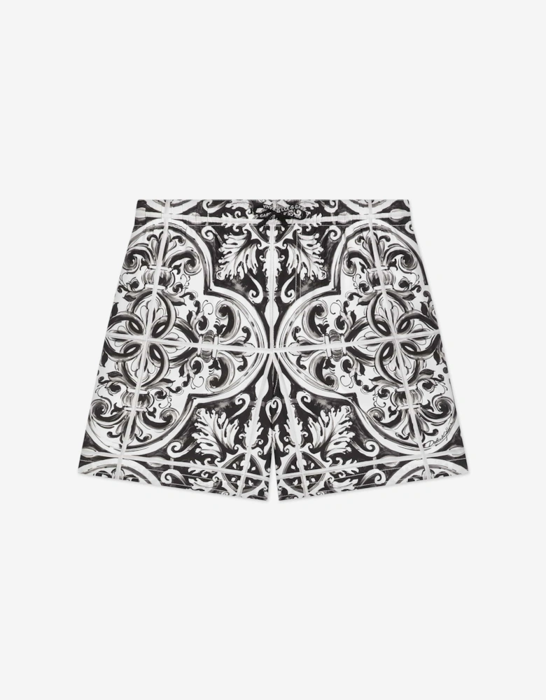 Boys Majolica Print Swim Shorts in Black