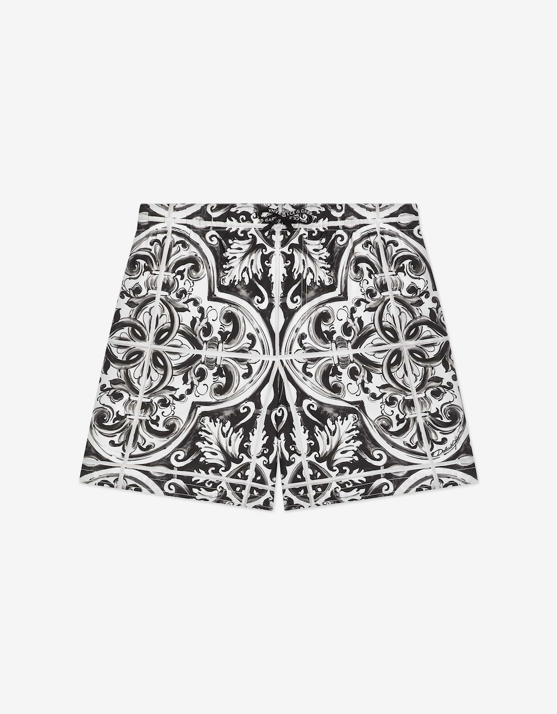 Boy's Dolce & Gabbana Boys Majolica Print Swim Shorts in Black - Size: 8 years