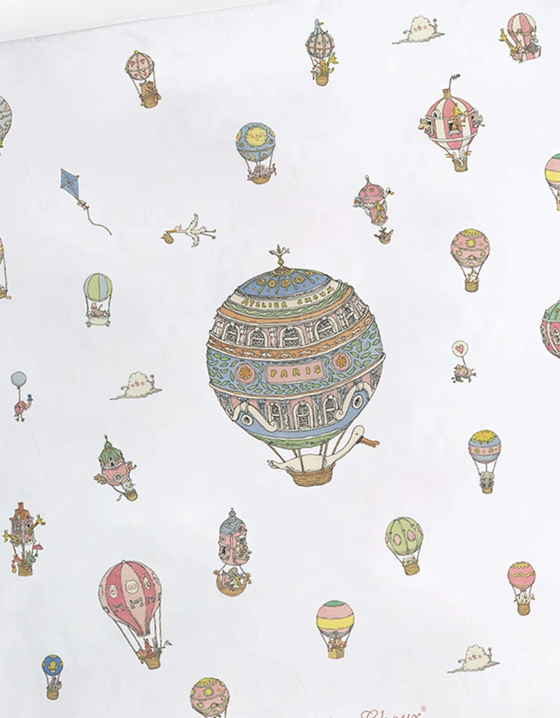 Baby Reversible Hot Air Balloons / Carousel  Quilt in Blue (130cm)