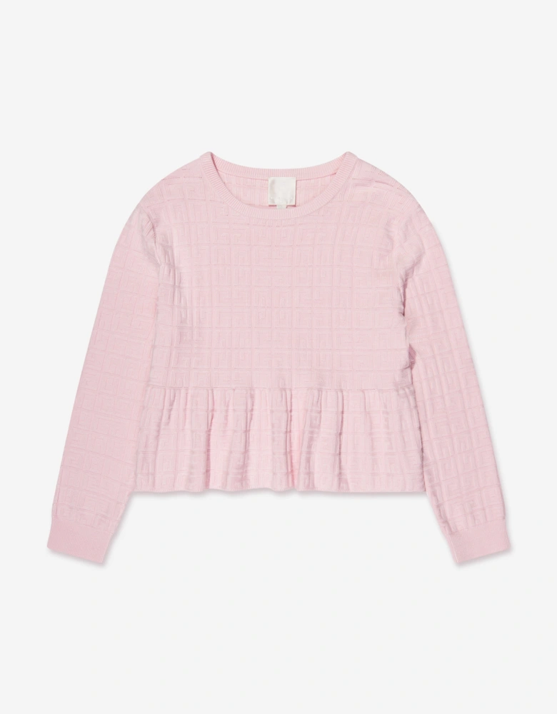 Girls Knitted Logo Sweater in Pink