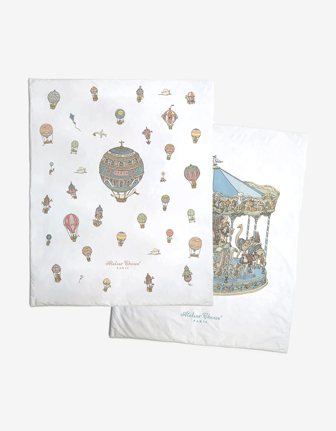 Baby Reversible Hot Air Balloons / Carousel  Quilt in Blue (130cm), 6 of 5