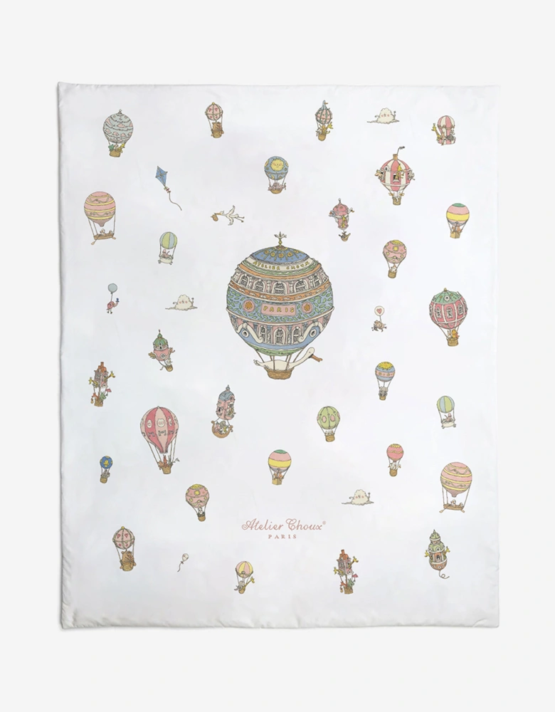 Baby Reversible Hot Air Balloons / Carousel  Quilt in Blue (130cm)