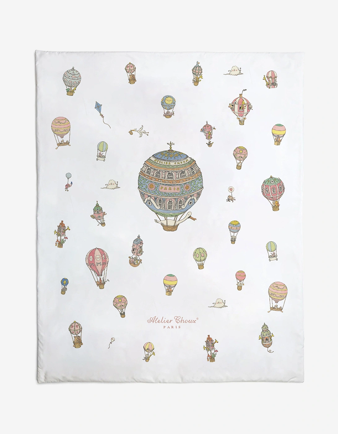 Baby Reversible Hot Air Balloons / Carousel  Quilt in Blue (130cm)