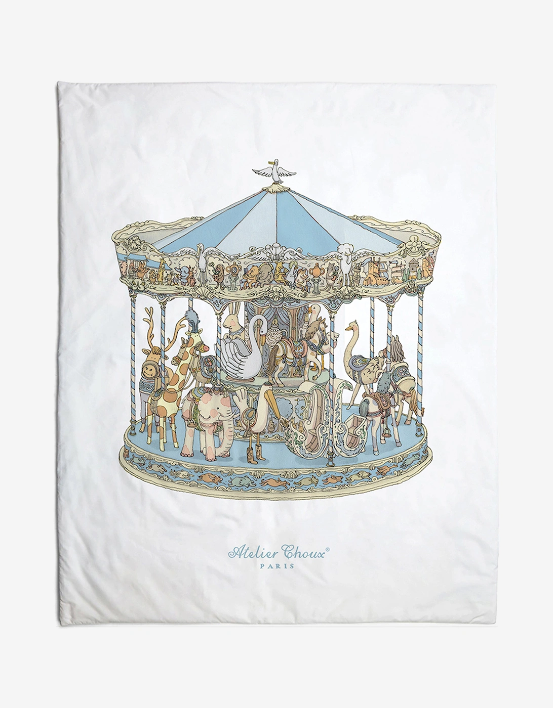 Baby Reversible Hot Air Balloons / Carousel  Quilt in Blue (130cm)