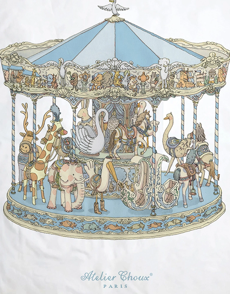 Baby Reversible Hot Air Balloons / Carousel  Quilt in Blue (130cm)
