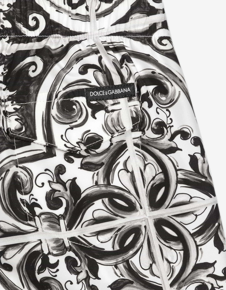Boys Majolica Print Swim Shorts in Black