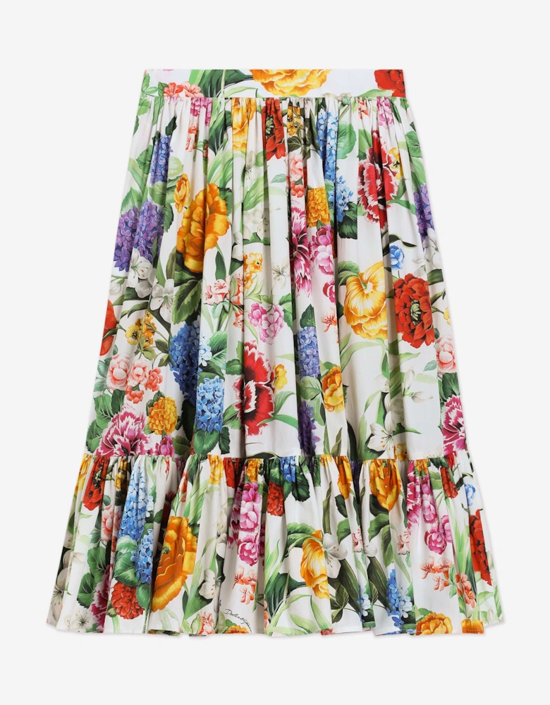Girls Floral Print Skirt in Multicolour